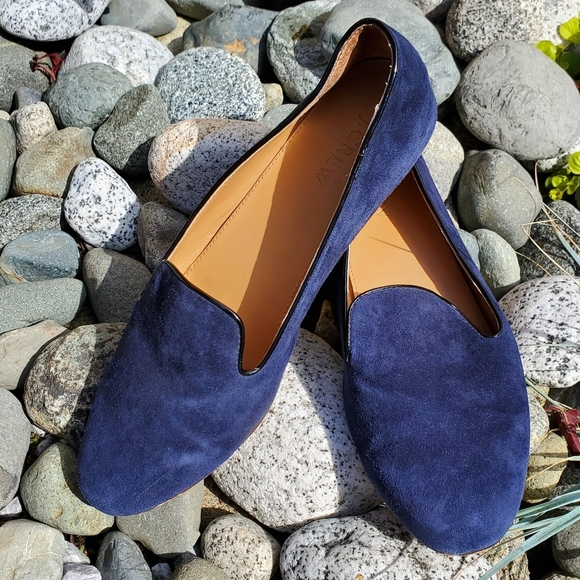 J. Crew Shoes - J. Crew Blue Suede Addie Loafers Size 9